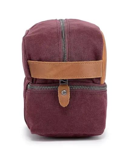 Stone Creek Waxed Canvas Toiletry Bag - Burgundy - 5