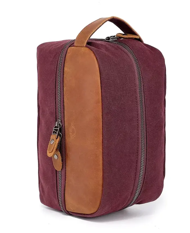 Stone Creek Waxed Canvas Toiletry Bag - Burgundy - 7