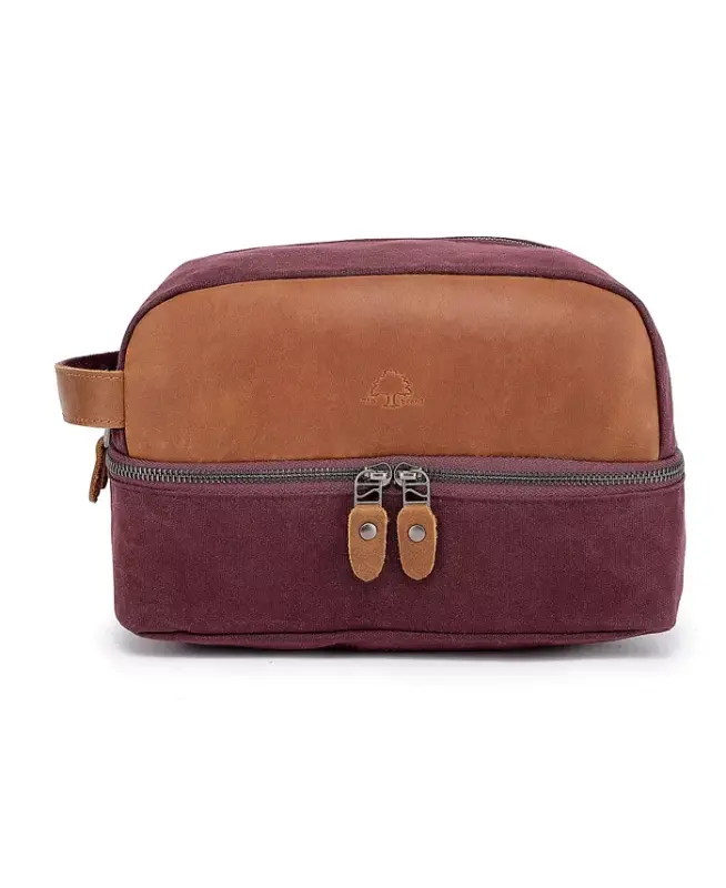 Stone Creek Waxed Canvas Toiletry Bag-Burgundy - TSD BRAND
