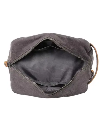 Stone Creek Waxed Canvas Toiletry Bag-Gray - TSD BRAND (1)
