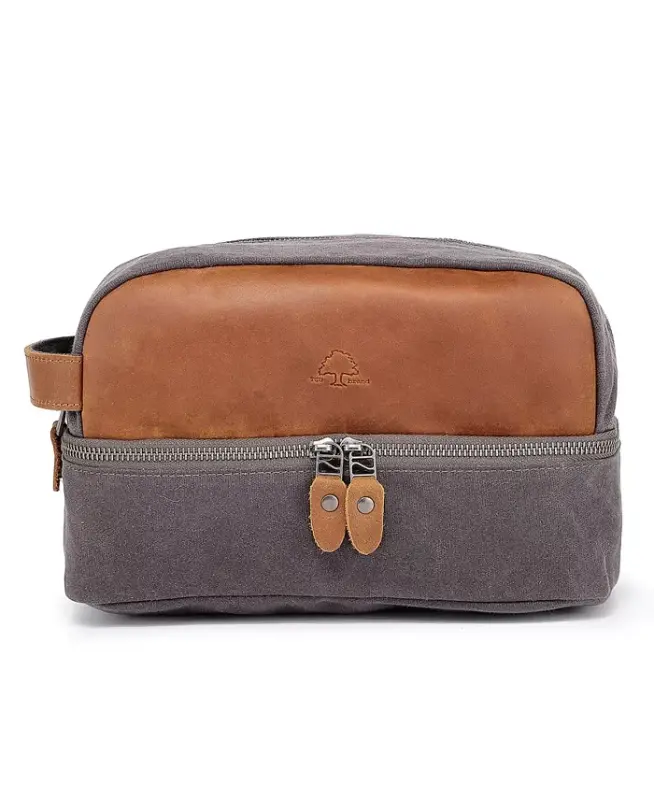 Stone Creek Waxed Canvas Toiletry Bag - Gray - TSD BRAND
