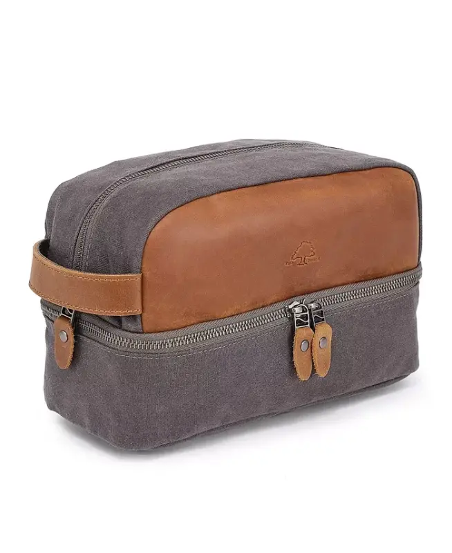 Stone Creek Waxed Canvas Toiletry Bag - Gray - 7