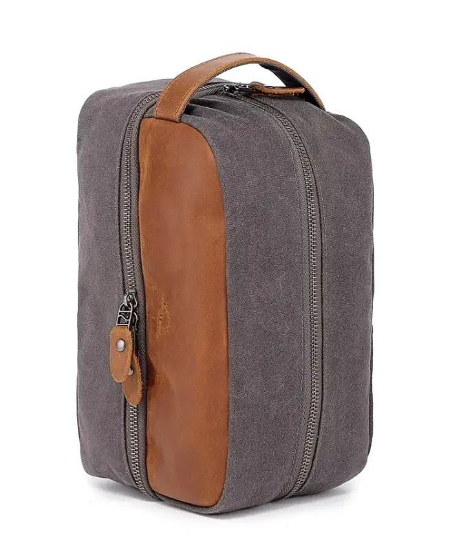 Stone Creek Waxed Canvas Toiletry Bag - Gray - 8