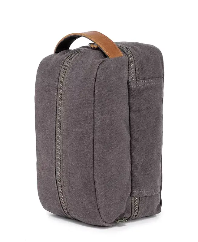 Stone Creek Waxed Canvas Toiletry Bag - Gray - 10