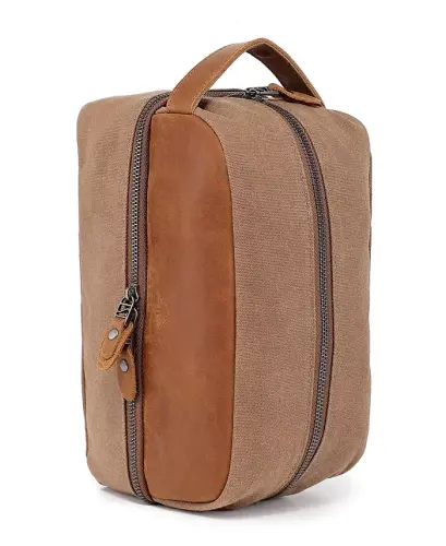 Stone Creek Waxed Canvas Toiletry Bag-Khaki - 8