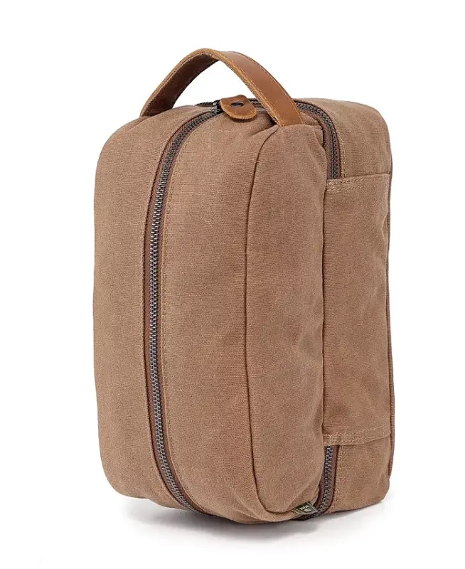 Stone Creek Waxed Canvas Toiletry Bag-Khaki - 10