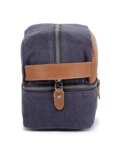 Stone Creek Waxed Canvas Toiletry Bag-Navy - 6