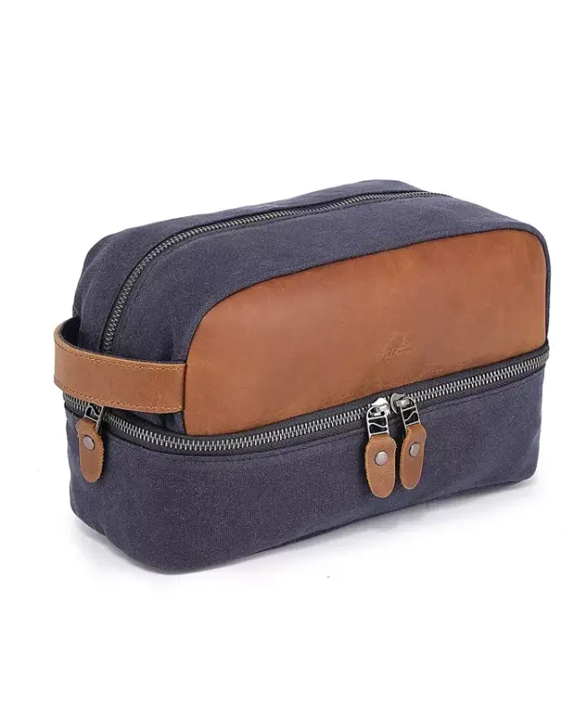 Stone Creek Waxed Canvas Toiletry Bag-Navy - 7