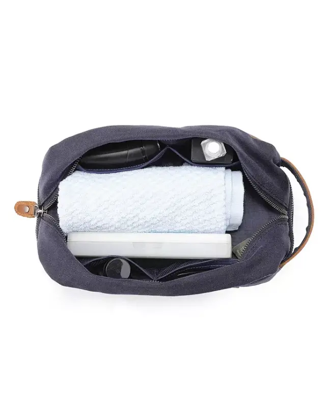 Stone Creek Waxed Canvas Toiletry Bag - Navy - 3