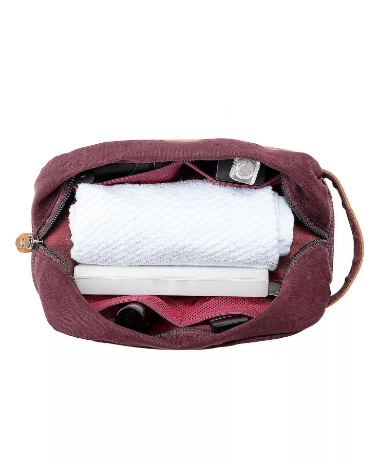 Stone Creek Waxed Canvas Toiletry Bag Burgundy - 3