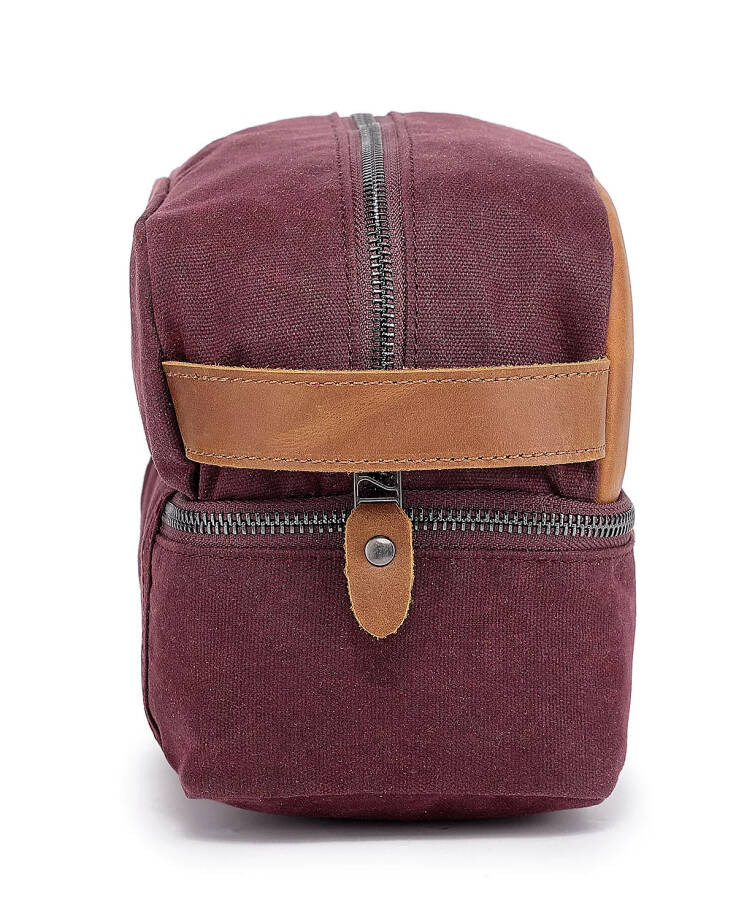 Stone Creek Waxed Canvas Toiletry Bag Burgundy - 6