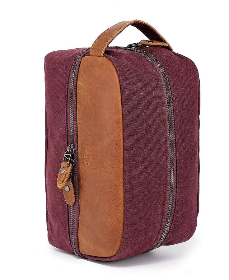 Stone Creek Waxed Canvas Toiletry Bag Burgundy - 8