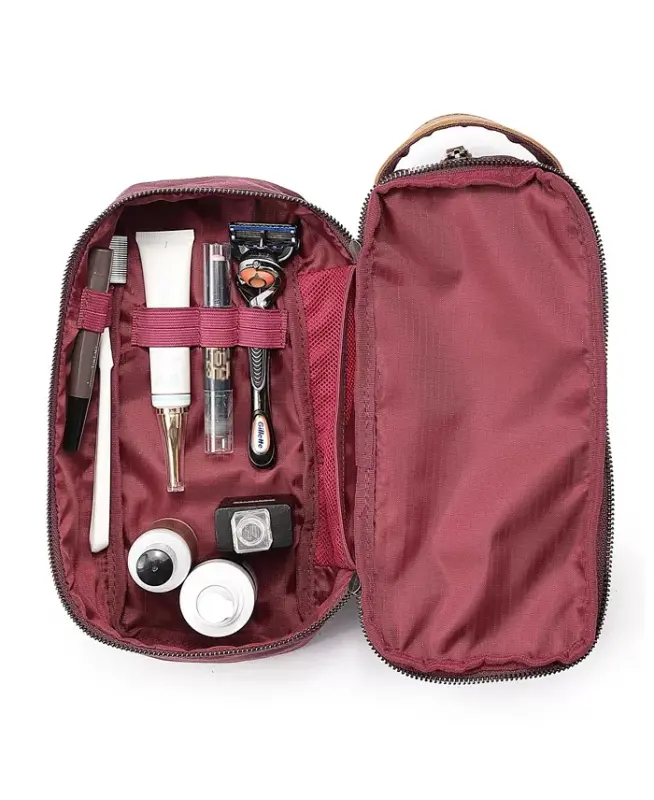 Stone Creek Waxed Canvas Toiletry Bag-Burgundy - 3