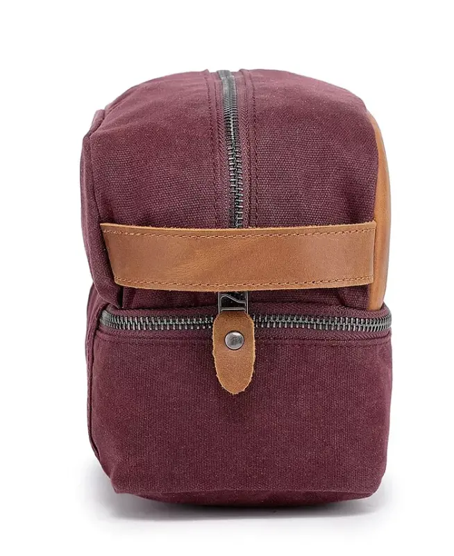 Stone Creek Waxed Canvas Toiletry Bag-Burgundy - 5