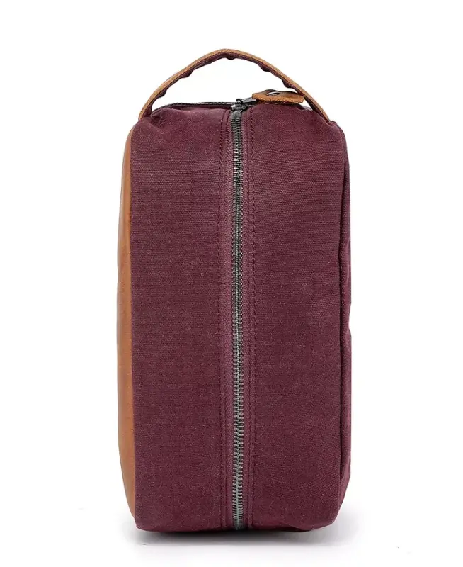 Stone Creek Waxed Canvas Toiletry Bag-Burgundy - 8