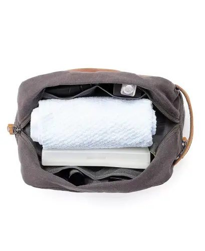 Stone Creek Waxed Canvas Toiletry Bag-Gray - 3