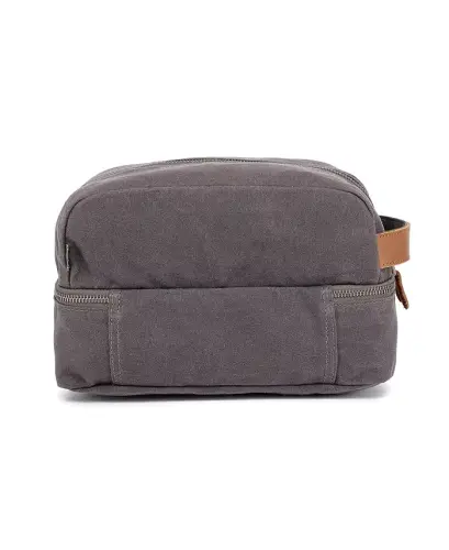 Stone Creek Waxed Canvas Toiletry Bag-Gray - 5