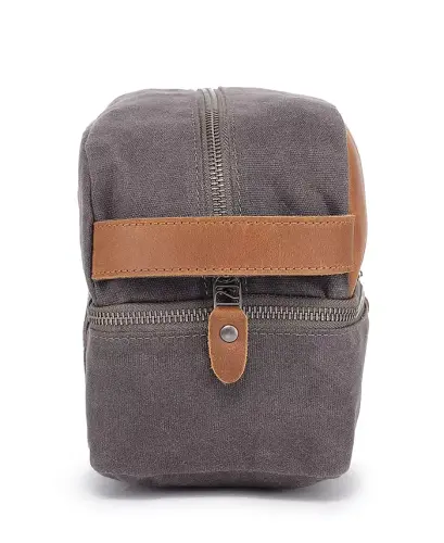 Stone Creek Waxed Canvas Toiletry Bag-Gray - 6