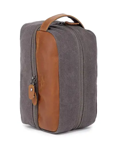Stone Creek Waxed Canvas Toiletry Bag-Gray - 8