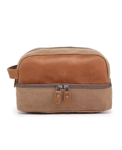 Stone Creek Waxed Canvas Toiletry Bag-Khaki 
