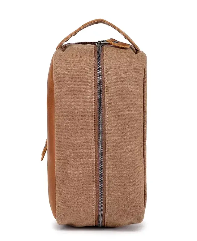 Stone Creek Waxed Canvas Toiletry Bag-Khaki - 9