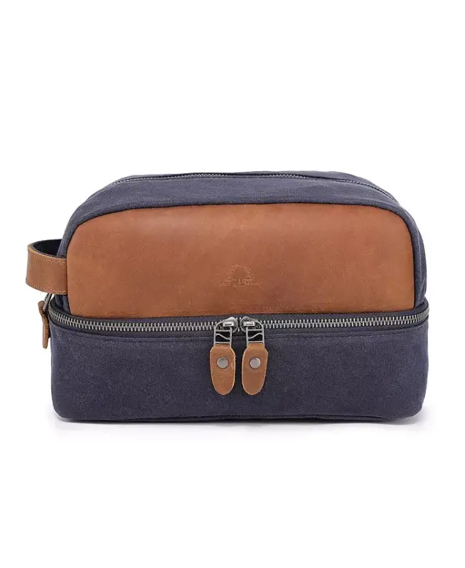 Stone Creek Waxed Canvas Toiletry Bag-Navy - 1