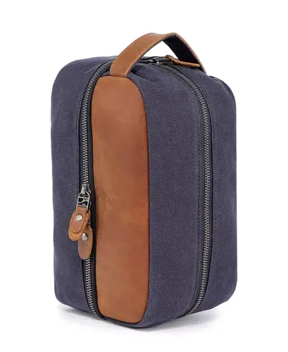 Stone Creek Waxed Canvas Toiletry Bag-Navy - 8