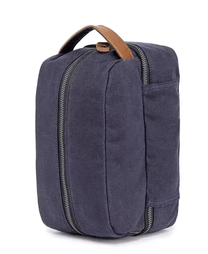 Stone Creek Waxed Canvas Toiletry Bag-Navy - 10