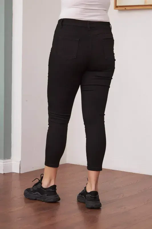 Stone Detailed Plus Size Black Jeans - 4
