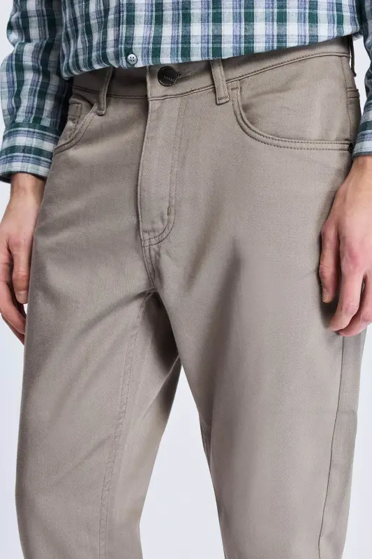 Stone Dynamic Fit Cotton 5 Pocket Canvas Pants-Stone - 3