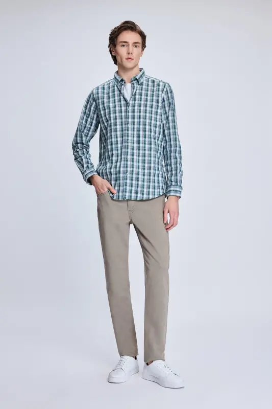 Stone Dynamic Fit Cotton 5 Pocket Canvas Pants-Stone - 2