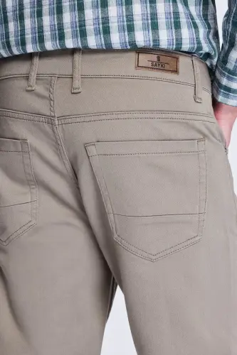 Stone Dynamic Fit Cotton 5 Pocket Canvas Pants-Stone - 4