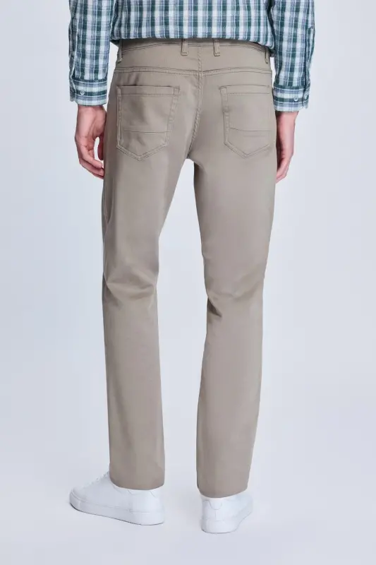 Stone Dynamic Fit Cotton 5 Pocket Canvas Pants-Stone - 5