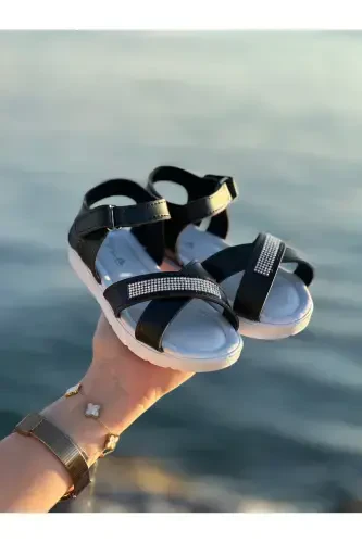 Stone Elegant Kids Sandals, Baby Sandals, Non-Slip Summer Kids Shoes-Blackstoned - 1