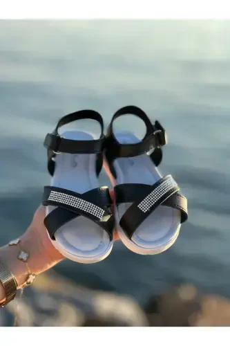 Stone Elegant Kids Sandals, Baby Sandals, Non-Slip Summer Kids Shoes-Blackstoned - 6