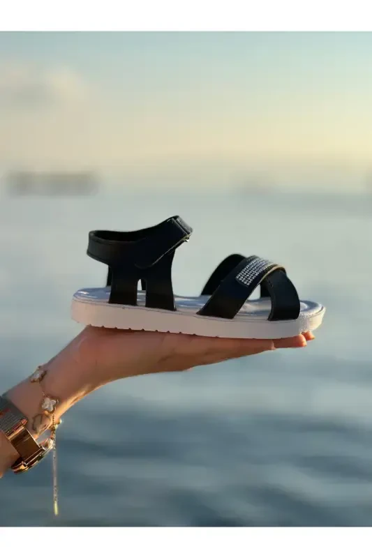 Stone Elegant Kids Sandals, Baby Sandals, Non-Slip Summer Kids Shoes-Blackstoned - 7