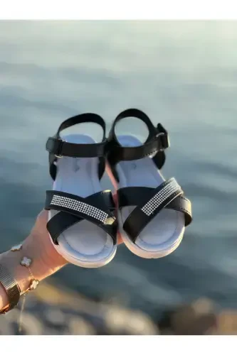 Stone Elegant Kids Sandals, Baby Sandals, Non-Slip Summer Kids Shoes-Blackstoned - 8