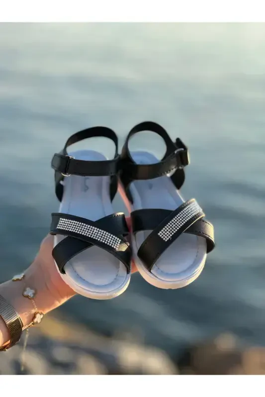 Stone Elegant Kids Sandals, Baby Sandals, Non-Slip Summer Kids Shoes-Blackstoned - 8