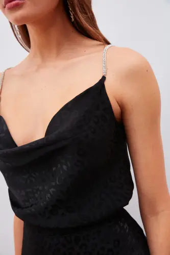 Stone-embellished satin blouse - Black - 5