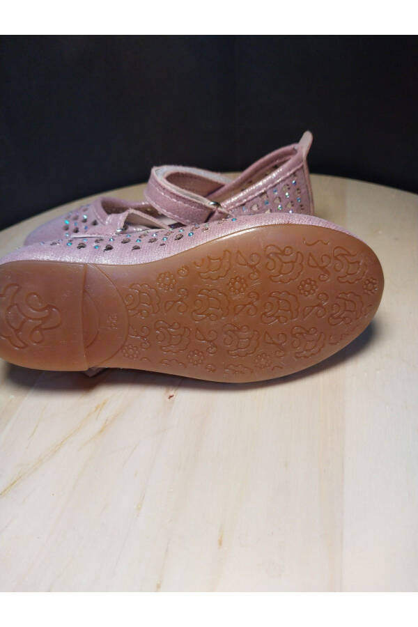 Stone-Embellished Velcro Ballerina Flats - 2