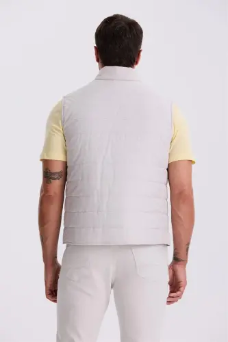 Stone Grandad Neck Jersey Slim Fit Waistcoat 