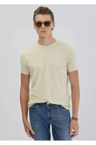 Stone Plain Bicycle Collar T-Shirt-Stone - 3