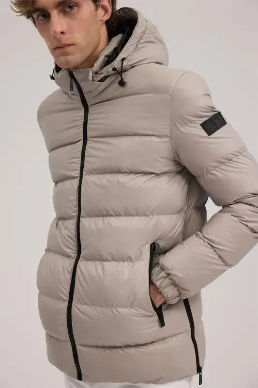 Stone Regular Fit Hooded Padded Winter Coat - 3