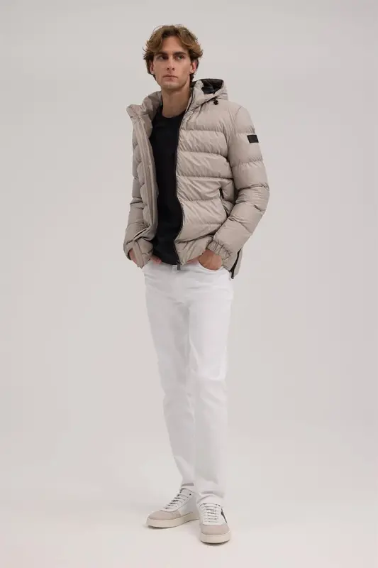 Stone Regular Fit Hooded Padded Winter Coat - 1