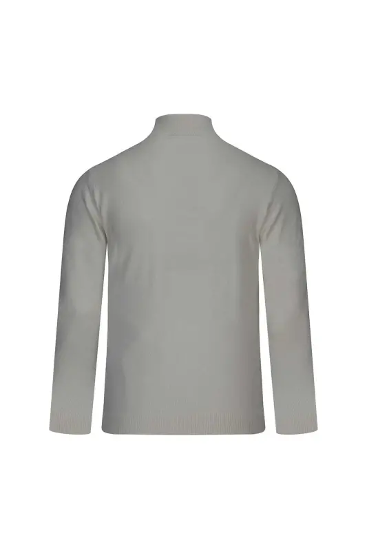 Stone Regular Fit Semi-Turtle Neck Wool Sweater - Stone - 3
