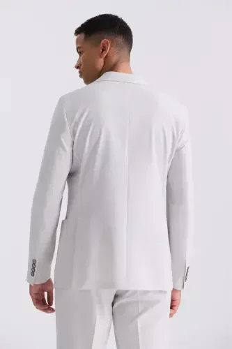 Stone White Slim Fit Mono Collar Sport Suit - 4