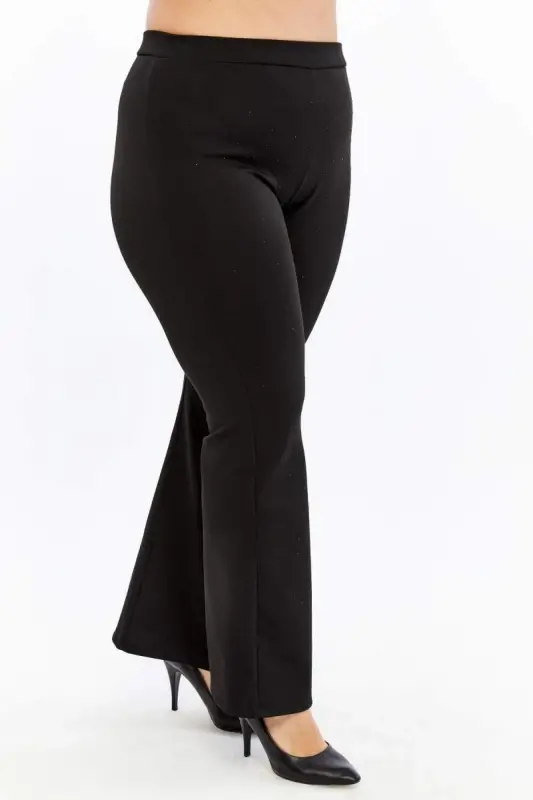 Stony Front Plus Size Flared Leg Taytpantolon Black - 2