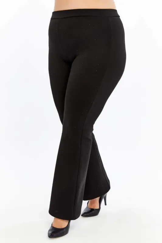 Stony Front Plus Size Flared Leg Taytpantolon Black - 3