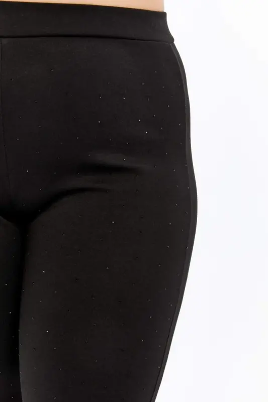 Stony Front Plus Size Flared Leg Taytpantolon Black - 5