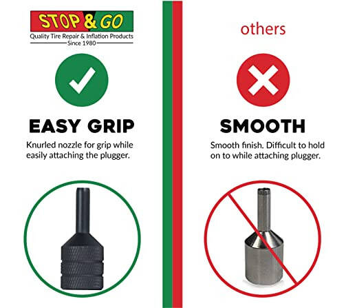 Stop & Go 6000 24 Piece Tubeless Puncture Pilot Tire Repair Kit & Air Compressor for Flats on Motorcycle, Scooter, ATV, UTV, Golf Cart, & Mower (15 Plugs) - 4